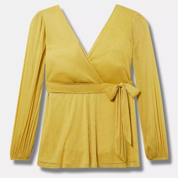 Torrid Knit Glitter Lurex Surplice Peplum Top Size 2 - Picture 8 of 10